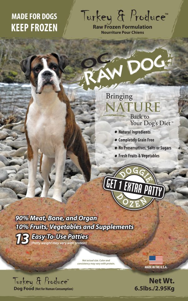 OC Raw Dog Turkey Produce Patties Frozen Raw Dog Food PICK