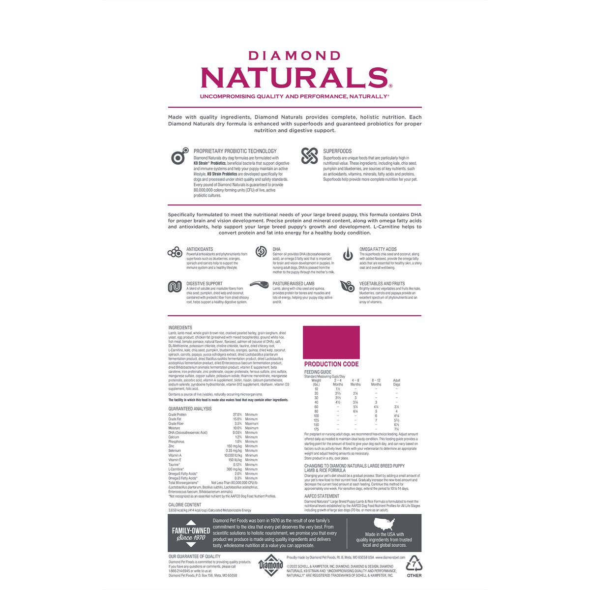 Diamond Naturals Large Breed Puppy Lamb Rice Formula Dry Dog Food Altoona IA Des Moines IA Urbandale IA West Des Moines IA Bone a Patreat