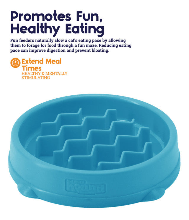 Catstages Kitty Slow Feeder Cat Bowl Blue