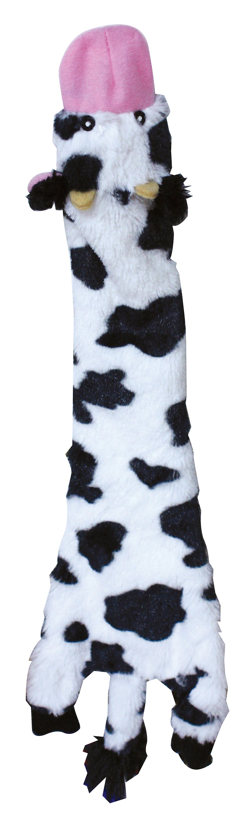 SPOT Skinneeez Plush Stuffing Free Crinkler Cow Dog Toy 14