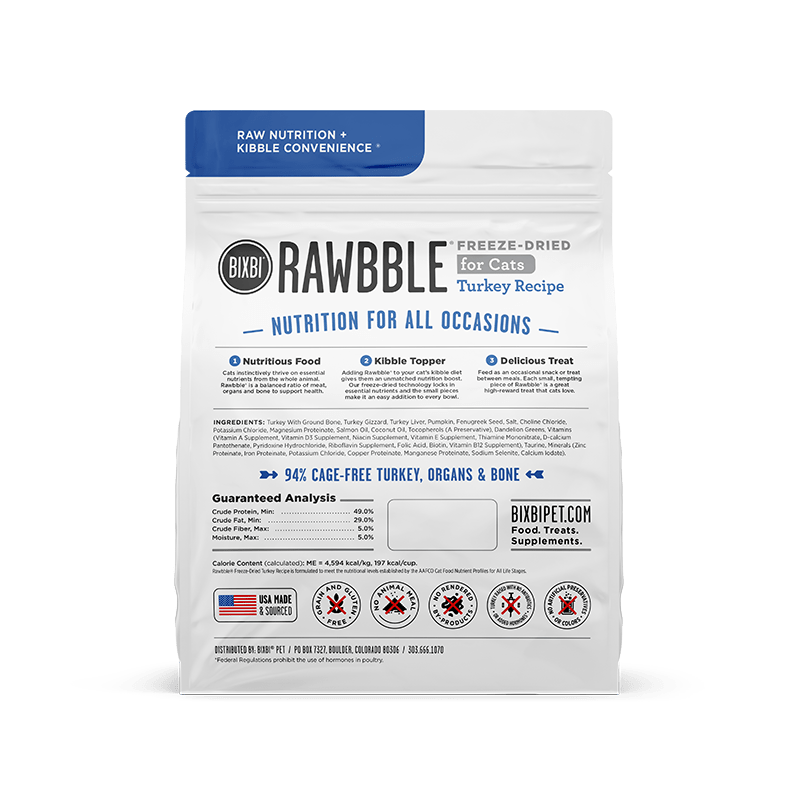 Bixbi Rawbble Turkey Freeze Dried Cat Food