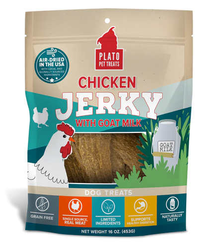 Plato Pet Treats - Chicken Jerky with Goat’s Milk Dog Treats