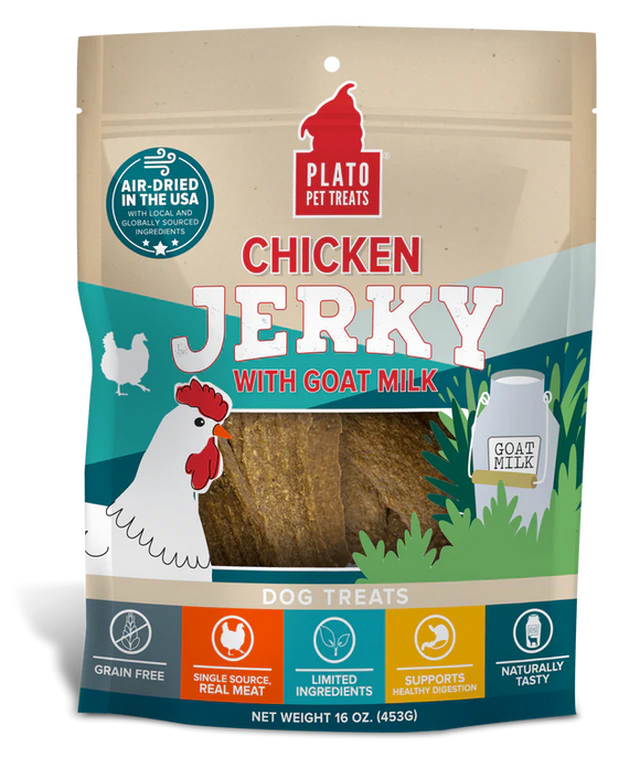 Plato Pet Treats - Chicken Jerky with Goat’s Milk Dog Treats