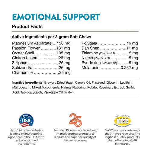 NaturVet - Emotional Support Calming Aid (24/7 support) for Dogs