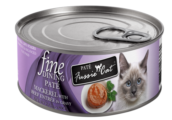 Fussie Cat - Fine Dining Pate - Mackerel with Beef Entree in Gravy Wet Cat Food