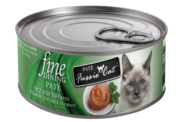 Fussie Cat - Fine Dining Pate - Oceanfish with Salmon Entree in Gravy Wet Cat Food