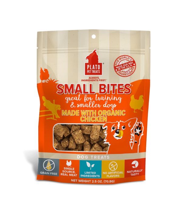 Plato Pet Treats - Small Bites with Organic Chicken Dog Treats