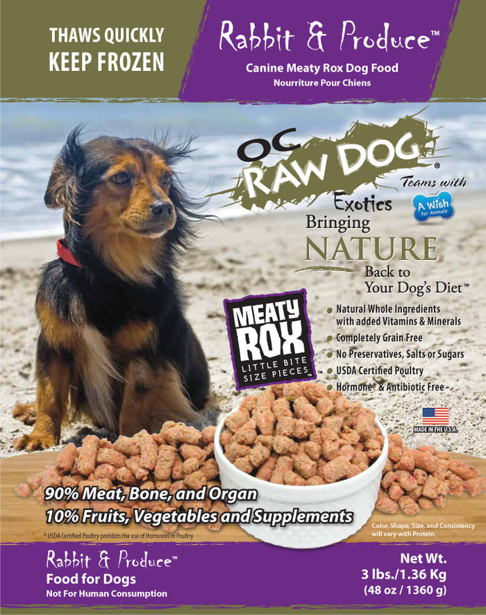 OC Raw Dog Rabbit Produce Meaty Rox Frozen Raw Dog Food PICK