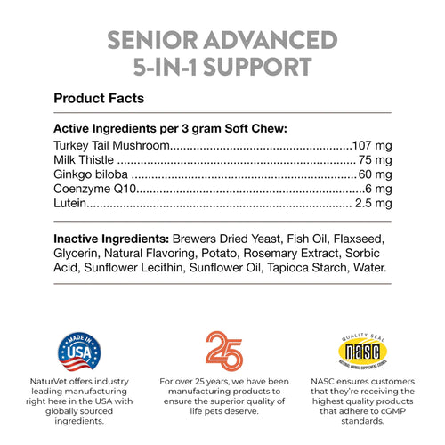 NaturVet - Senior Advanced 5-in-1 Support Soft Chews for Dogs