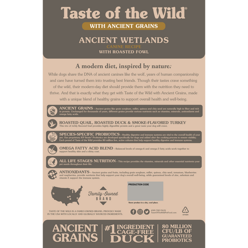 Taste of the Wild - Ancient Wetlands Canine with Roasted Fowl Dry Dog Food