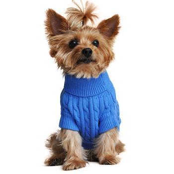 Doggie Design - Combed Cotton Cable Knit Riverside Blue Dog Sweater