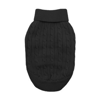 Doggie Design - Combed Cotton Cable Knit Jet Black Dog Sweater