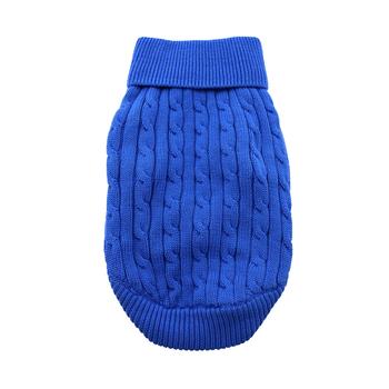 Doggie Design - Combed Cotton Cable Knit Riverside Blue Dog Sweater