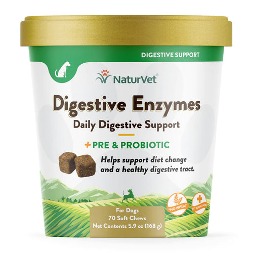 NaturVet - Digestive Enzymes Soft Chew with Prebiotics & Probiotics for Dogs