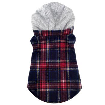 Doggie Design - Weekender Red & Black Plaid Flannel Dog Sweatshirt Hoodie