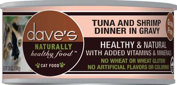 Dave's - Naturally Healthy Grain-Free Tuna & Shrimp Dinner in Gravy Wet Cat Food