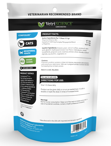 Vetriscience Composure Chicken Flavor for Cats Supplement Altoona IA Des Moines IA Urbandale IA West Des Moines IA Bone a Patreat