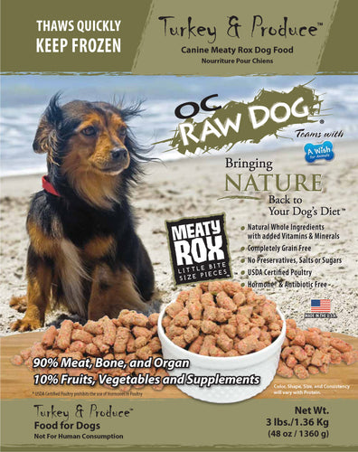 OC Raw Dog - Turkey & Produce Meaty Rox Frozen Raw Dog Food - PICK UP ONLY