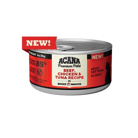 Acana Beef, Chicken and Tuna in Bone Broth Wet Cat Food