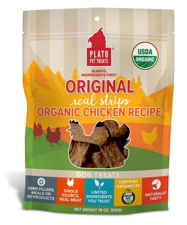 Plato Pet Treats - Original Real Strips Organic Chicken Dog Treats