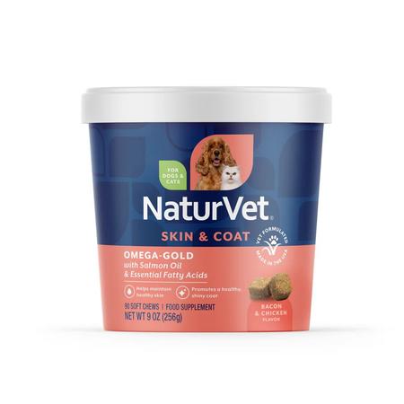 NaturVet Omega-Gold Skin & Coat Soft Chew Pet Supplement