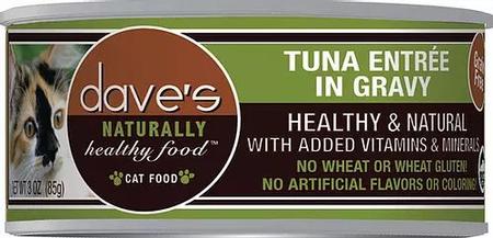 Daves Naturally Healthy Grain Free Canned Cat Food Tuna Entrée in Gravy 5.5oz