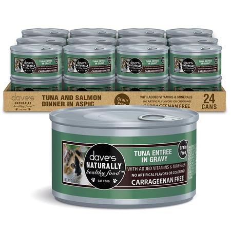 Daves Naturally Healthy Grain Free Canned Cat Food Tuna Entrée in Gravy 3oz
