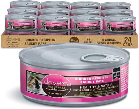 Dave's Pet Food Saucey Pate Chicken Recipe Grain-Free Wet Canned Cat Food