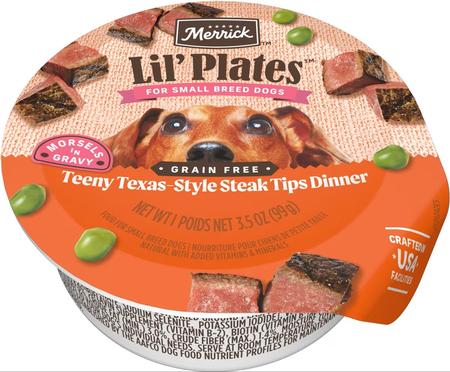 Merrick Lil' Plates Wet Dog Food Teeny Texas Steak Tips Dinner Recipe