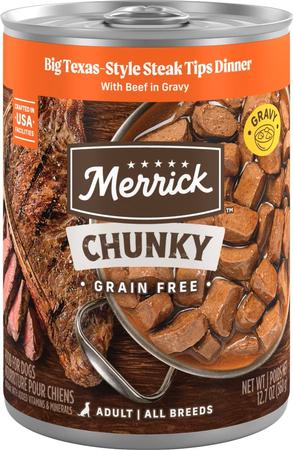 Merrick Chunky Wet Dog Food Big Texas Steak Tips Dinner