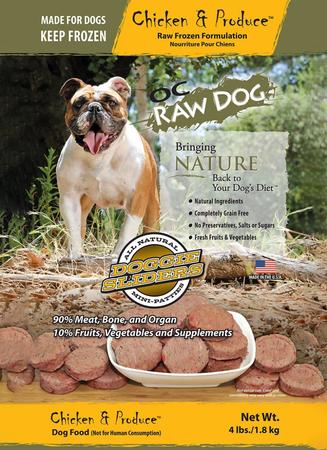 OC Raw Chicken & Produce Raw Frozen Dog Food Sliders – 4lb