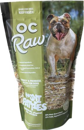 OC Raw Turkey & Produce Raw Frozen Dog Food Sliders 4 lb