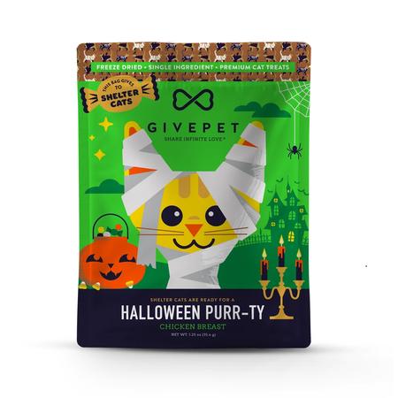 GivePet  Halloween Purr-ty Freeze-Dried Cat Treats, 1.25oz Bag